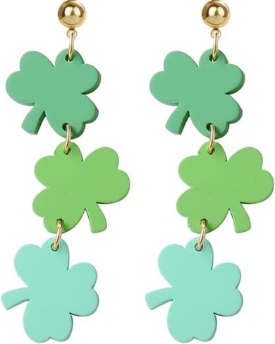 Eioi & Lmnm St.Patrick’s Day Dangle Earrings for Women, Green Shamrock Earrings, Lucky Clover Earring, Three Layer Shamrock Long Drop Earring, St Patricks Day Accessories Irish Festival Jewelry in Kuwait