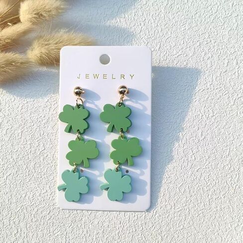 Eioi & Lmnm St.Patrick’s Day Dangle Earrings for Women, Green Shamrock Earrings, Lucky Clover Earring, Three Layer Shamrock Long Drop Earring, St Patricks Day Accessories Irish Festival Jewelry in Kuwait