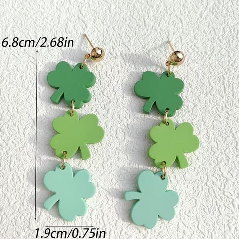 Eioi & Lmnm St.Patrick’s Day Dangle Earrings for Women, Green Shamrock Earrings, Lucky Clover Earring, Three Layer Shamrock Long Drop Earring, St Patricks Day Accessories Irish Festival Jewelry in Kuwait