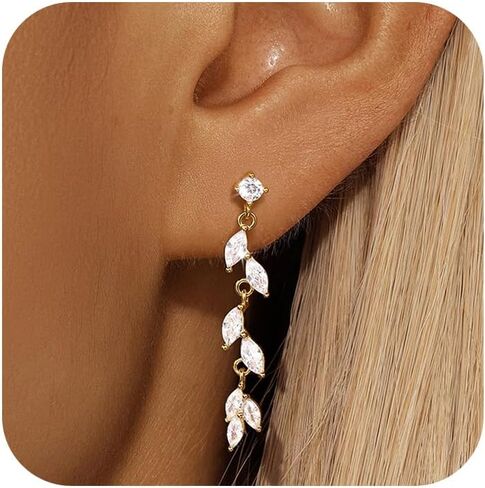 925 Sterling Silver Dainty Hard Wire Threader Dangle Earrings for Women 14k Gold Plated Tassel Threader Pull Through Long Half Hoop Earring Wedding Bridal Mother’s Day Birthday Jewelry Gifts in Saudi Arabia