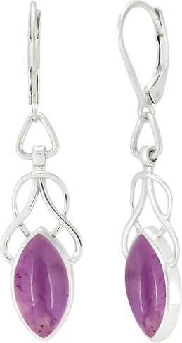 حجر القمر الطبيعي/اللابرادوريت/الفيروز/الجمشت 925 مطلي بالفضة متدلي وقطرات ماركيز على شكل رافعة مصنوعة يدويًا من حجر الميلاد هدايا مجوهرات للأم والزوجة والأخت in Kuwait