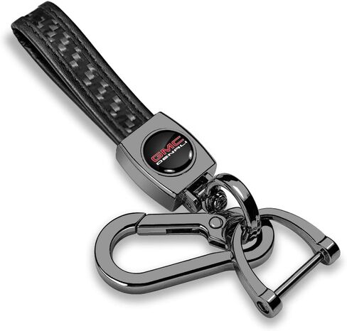 iPick Image for GMC Denali Real Black Carbon Fiber Strap Hook Key Chain Keychain, Official Licensed in Saudi Arabia