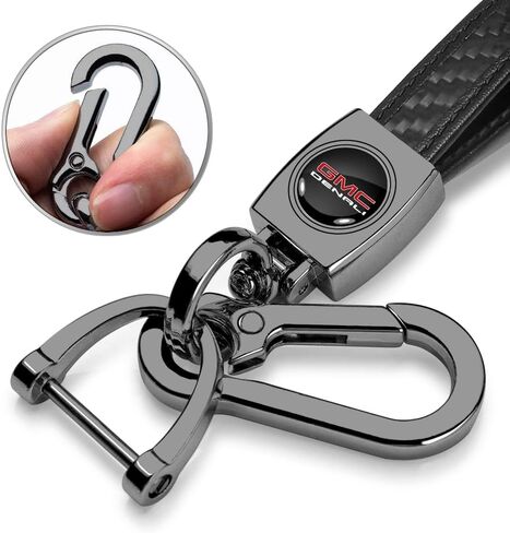 iPick Image for GMC Denali Real Black Carbon Fiber Strap Hook Key Chain Keychain, Official Licensed in Saudi Arabia