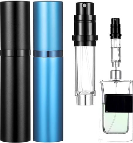 2 Pcs Mini Refillable Perfume Atomizer, Portable Travel Perfume Refillable Bottle Leakproof Empty Cologne Dispenser 5ml Perfume Spray Bottle Refill Pump Case for Traveling and Outgoing in Kuwait