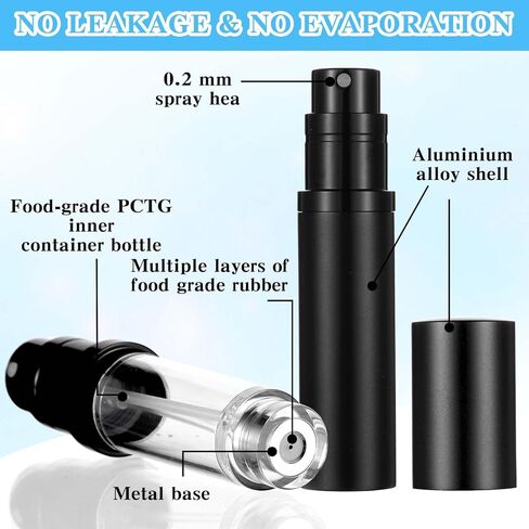 2 Pcs Mini Refillable Perfume Atomizer, Portable Travel Perfume Refillable Bottle Leakproof Empty Cologne Dispenser 5ml Perfume Spray Bottle Refill Pump Case for Traveling and Outgoing in Kuwait