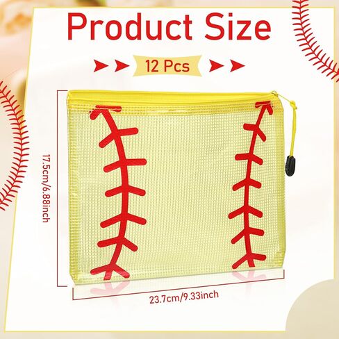 12 Pcs Softball Team Makeup Bag Gifts Bulk Clear Softball Mesh Zipper Cosmetic Bags with Zipper, Beach Pool Summer Waterproof Mesh Bag for Women Men Team Player Travel in Kuwait