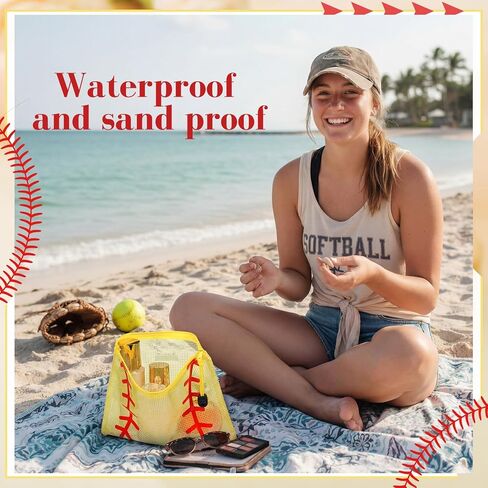 12 Pcs Softball Team Makeup Bag Gifts Bulk Clear Softball Mesh Zipper Cosmetic Bags with Zipper, Beach Pool Summer Waterproof Mesh Bag for Women Men Team Player Travel in Kuwait
