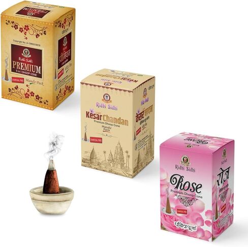 Natural Incense Cone | 5 in 1 Dhoop | Mogra | Sandal | Aromatherapy for Meditation Yoga Relaxation - Pack of 3-(117 Cones) in Saudi Arabia