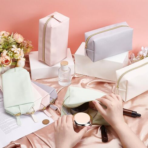 12Pcs 4 Color Makeup Bag PU Leather Cosmetic Pouch, Bridesmaid Makeup Bags Bulk Zipper Cosmetic Pouch Waterproof Small Portable Toiletry Bag for Women Travel Wedding Party Favors in Kuwait