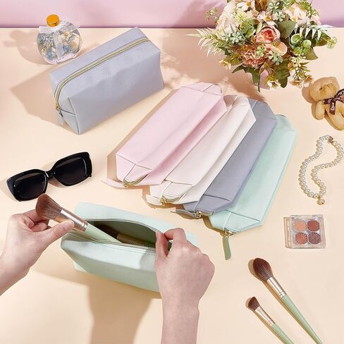 12Pcs 4 Color Makeup Bag PU Leather Cosmetic Pouch, Bridesmaid Makeup Bags Bulk Zipper Cosmetic Pouch Waterproof Small Portable Toiletry Bag for Women Travel Wedding Party Favors in Kuwait