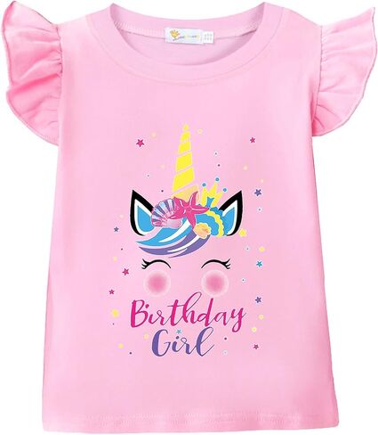 Birthday Girl Shirt Toddler Baby Girls T-Shirt 2nd 3rd 4th 5th 6th 7th Birthday Tee Summer Outfit in Kuwait