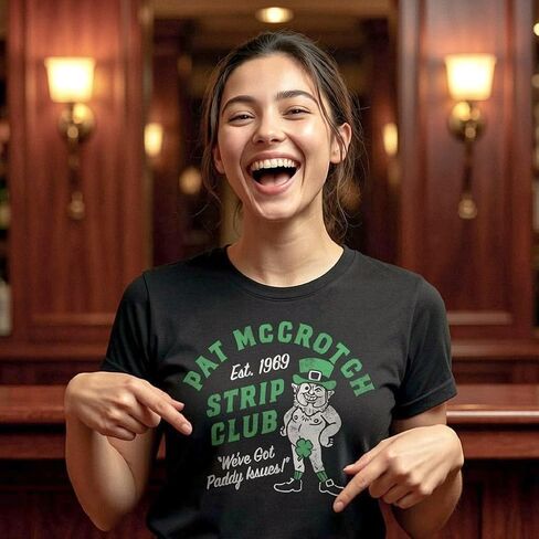 Womens Funny T Shirts Pat McCrotch Strip Club Sarcastic St Patricks Day Novelty Tee for Ladies in Saudi Arabia