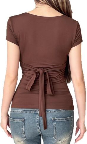 Fairy Grunge Cottagecore Top 2000s Mcbling Graphic Teen Girls Clothes Y2k V Neck Floral Whimsy Twee Shirt Women in Saudi Arabia