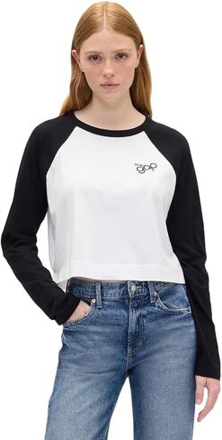 GAP Women's Long Sleeve Raglan Cropped Tee in Saudi Arabia