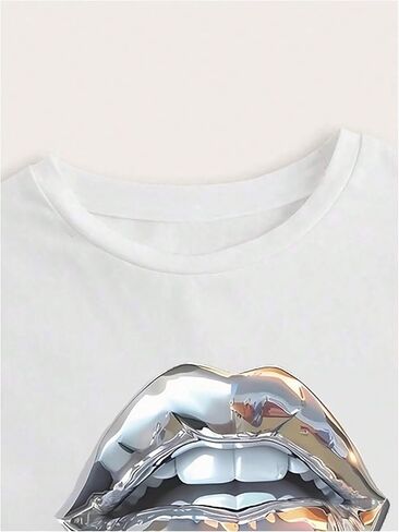 WDIRARA Women's Graphic T Shirts Crewneck Short Sleeve Tee Y2k Crop Tops in Saudi Arabia