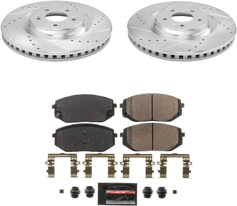 PowerStop Front Brake Kit For Hyundai Sonata 2021-23 - Drilled and Slotted Disc Rotors with Ceramic Brake Pads Replacement, K9209 in Saudi Arabia