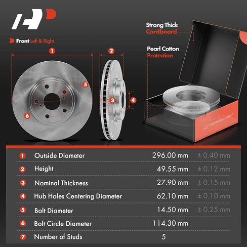 A-Premium Front Vented & Rear Solid Brake Rotors + Ceramic Pads Kit Compatible with Select Lexus Model - ES300 2003, ES330 2004-2006, 12-PC Set in Saudi Arabia