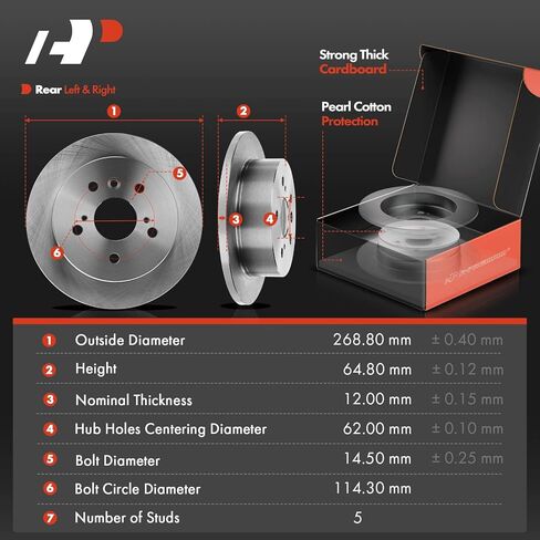 A-Premium Front Vented & Rear Solid Brake Rotors + Ceramic Pads Kit Compatible with Select Lexus Model - ES300 2003, ES330 2004-2006, 12-PC Set in Saudi Arabia
