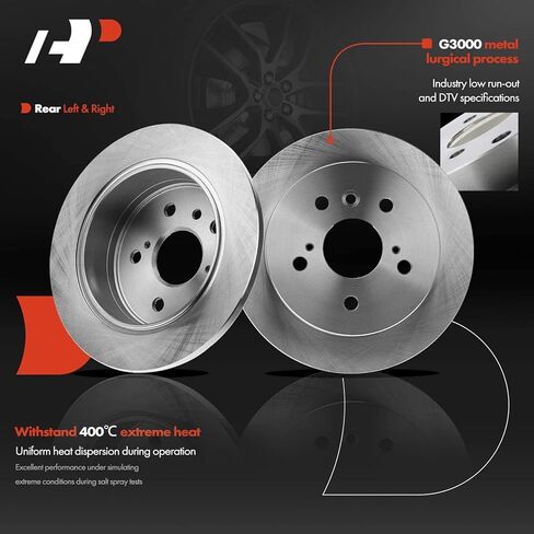 A-Premium Front Vented & Rear Solid Brake Rotors + Ceramic Pads Kit Compatible with Select Lexus Model - ES300 2003, ES330 2004-2006, 12-PC Set in Saudi Arabia