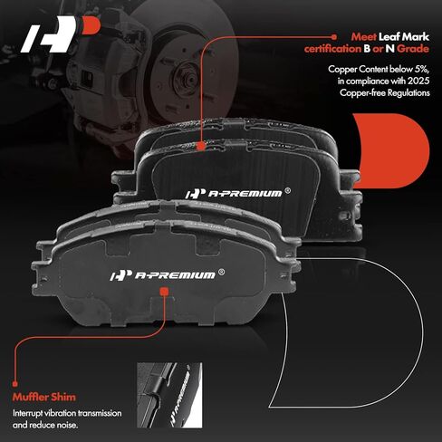 A-Premium Front Vented & Rear Solid Brake Rotors + Ceramic Pads Kit Compatible with Select Lexus Model - ES300 2003, ES330 2004-2006, 12-PC Set in Saudi Arabia