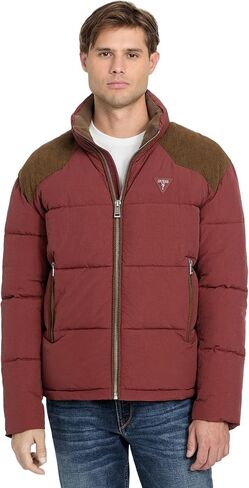 GUESS Men's New Larry Blocking Heavy Puffa Jacket in Kuwait