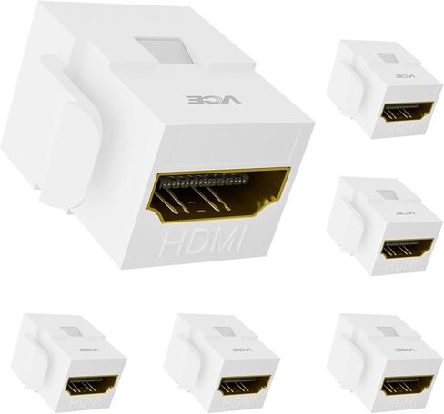 VCE HDMI Keystone Jack, 4K HDMI Female to Female Adapter HDMI Coupler Snap-in for Keystone Wall Plate, 6-Pack, White in Kuwait