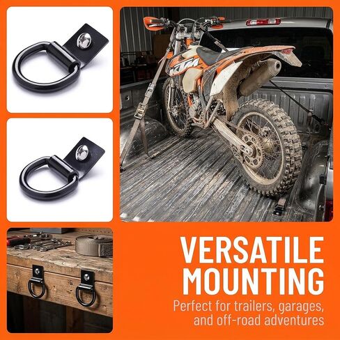 1/4" Heavy Duty Steel Hooks,Steel D-Ring Tie Down Anchors for Cargo Net, Truck Bed, Garage, Pickup, SUV, Workshops, Cargo Storage Mount on Hooks, D Ring with Screws (5 Pack) in Kuwait