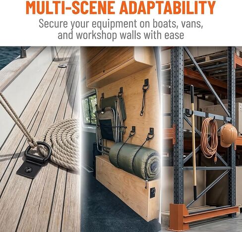 1/4" Heavy Duty Steel Hooks,Steel D-Ring Tie Down Anchors for Cargo Net, Truck Bed, Garage, Pickup, SUV, Workshops, Cargo Storage Mount on Hooks, D Ring with Screws (5 Pack) in Kuwait