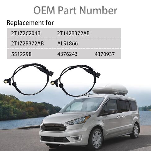 2PCS Front Left Right ABS Wheel Speed Sensor Compatible with Ford Transit Connect 2.0L L4 2010-2013 Front Driver or Passenger Side ABS Sensor Replacement for 2T1Z2C204B, ALS1866 in Kuwait