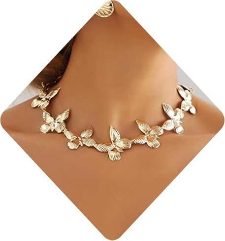 ZMANYIJEW Chunky Gold Necklace Gold Star Statement Necklace Chunky Heart Choker Necklace Gold Floral Bib Necklace Jewelry for Women in Kuwait