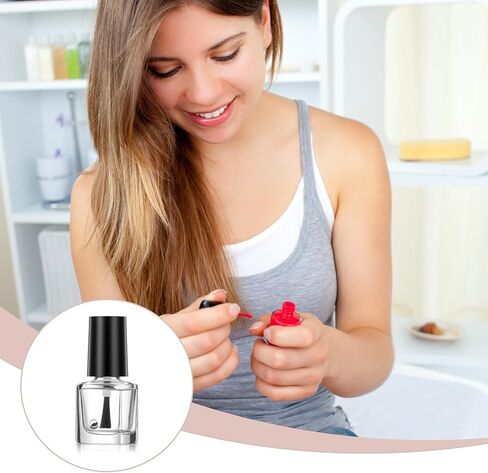 2 Pcs Empty Nail Polish Bottles with Brush Empty Fingernail Polish Bottles Glass Square Small 5ML Glass Bottle with Cap Funnel Mixing Balls Clear Nail Polishes Containers for Nails Art Samples in Saudi Arabia