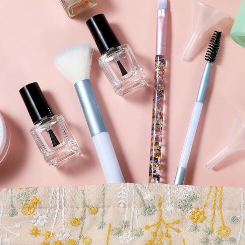 2 Pcs Empty Nail Polish Bottles with Brush Empty Fingernail Polish Bottles Glass Square Small 5ML Glass Bottle with Cap Funnel Mixing Balls Clear Nail Polishes Containers for Nails Art Samples in Saudi Arabia