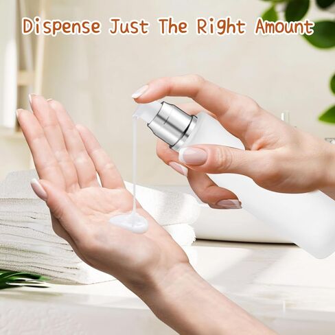 8 Pcs 120ml/4oz Frosted Glass Bottles Refillable Pump Dispenser Jar Travel Lotion Vials with Plastic Pump Head for Toiletry Liquid Foundation Cream Cosmetic Samples - Silver in Saudi Arabia