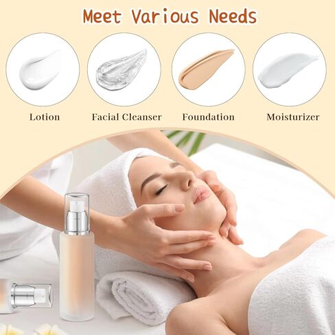 8 Pcs 120ml/4oz Frosted Glass Bottles Refillable Pump Dispenser Jar Travel Lotion Vials with Plastic Pump Head for Toiletry Liquid Foundation Cream Cosmetic Samples - Silver in Saudi Arabia