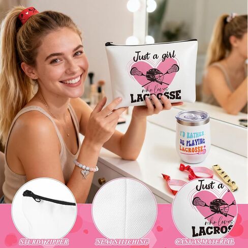 Sieral 7 Pcs Lacrosse Gift Set for Teen Girls Women Includes Crew Socks Elastics Hair Ties 12 oz Tumbler Bracelet Gift Box for Lacrosse Moms Player Lovers Birthday Presents Friend Sister BFF Bestie in Saudi Arabia