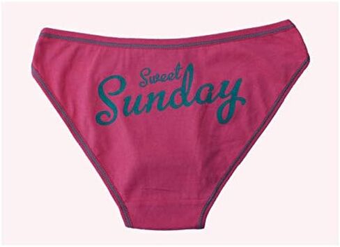 7 Pack Women Knickers Cotton Underwear Ladies Panties Week Days Printed Briefs (XL) Black in Kuwait