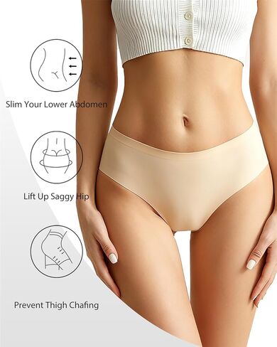 5-Pack Breathable Ice-Silk Seamless Heart-Back Women' s Underwear Set, Soft Briefs Panties No Show Underwear in Saudi Arabia