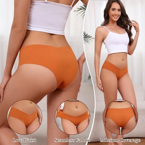 Seamless Underwear Women No Show Panties Soft Stretch Invisible Hipster Bikini Briefs V Cut Breathable Multicolor in Saudi Arabia