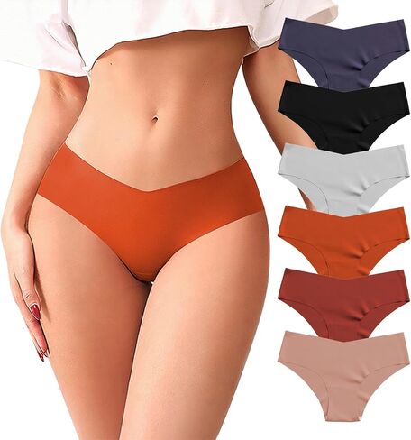 6 Pack Seamless Thongs for Women V-waisted No Show Thong Seamless Panties Breathable Comfortable Soft Cotton Womens Underwear in Saudi Arabia