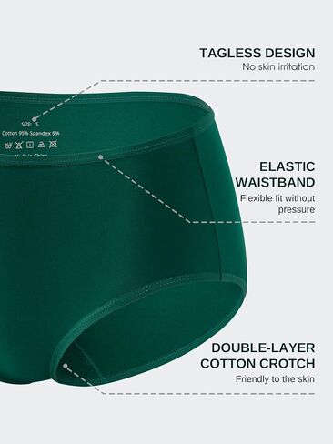 Women's Underwear High Waisted Briefs Stretch Full Coverage Ladies Panties Soft Breathable Underpants 5 Pack in Kuwait