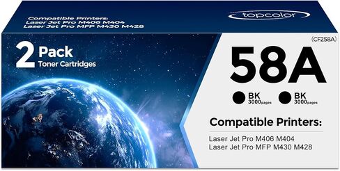 58A CF258A Toner Cartridge Black Compatible for HP 58A CF258A High Yield Toner Cartridge for HP LaserJet Pro M404n M404dn MFP M428fdw M428fdn M428dw Printer 2 Pack with Chip in Kuwait