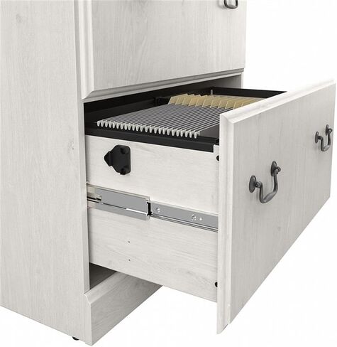 خزانة ملفات جانبية من Bush Furniture Saratoga ذات درجين في حصاد الكرز، صندوق تخزين المستندات للمكتب المنزلي، كتان أبيض in Kuwait