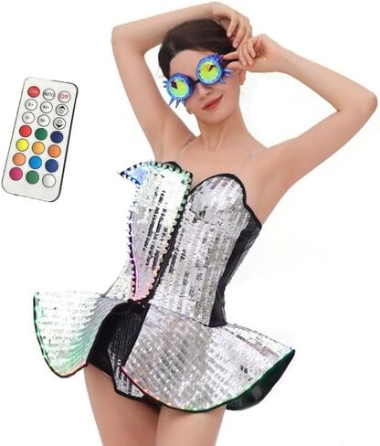 ملابس نسائية مثيرة ببرشام قطعة واحدة من Earthradius أزياء ملهى ليلي لأزياء DJ مع نظارات LED in Saudi Arabia