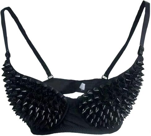 Sexy Bras Women Party New All-Over Spike Rivet Metallic Punk Dance Push Up Bra Nightclub Costumes Bras Bralette(Purple,Medium) in Saudi Arabia
