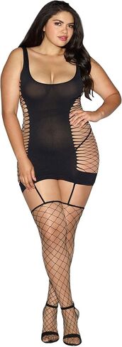 Dreamgirl Women's Plus-Size Capri Garter Dress With Attached Thigh Highs in Saudi Arabia