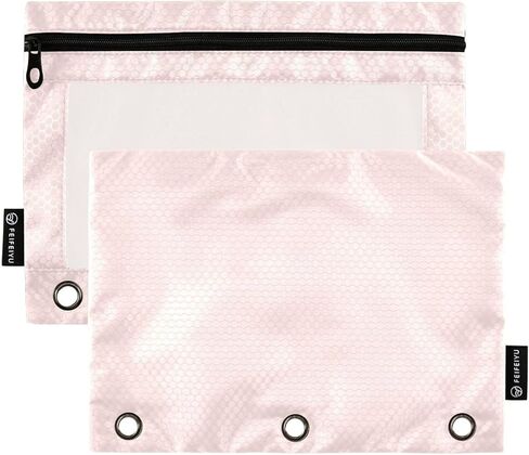 حقيبة أقلام رصاص من بيندر مكونة من 3 حلقات من سحاب وردي ضبابي وحقيبة أقلام رصاص مكونة من قطعتين منظم مجلد شفاف للمكتب المدرسي in Kuwait