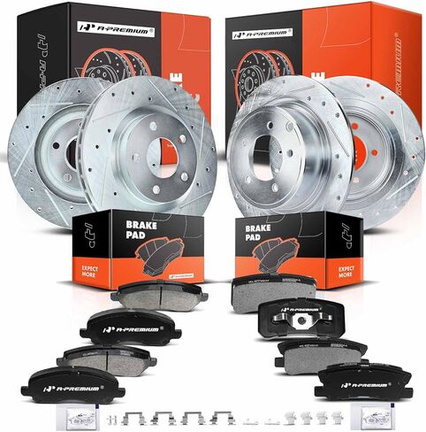 A-Premium Front and Rear Brake Rotors + Ceramic Pads Kit Compatible with Select Chrysler, Dodge, Jeep and Mitsubishi Models-200, Sebring, Compass, Lancer, Avenger, Patriot, Outlander, Outlander Sport in Saudi Arabia