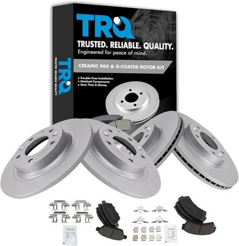 TRQ Front and Rear Brake Pad and Rotor Set Ceramic Coated Rotors Compatible with 2006-2012 Ford Fusion 2007-2012 Lincoln MKZ 2006 Lincoln Zephyr 2006-2013 Mazda 6 2006-2011 Mercury Milan in Saudi Arabia