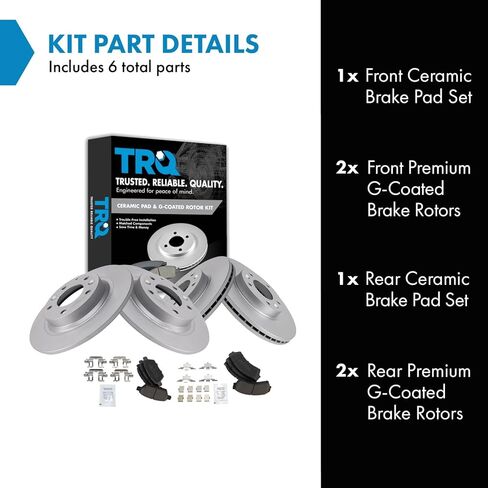 TRQ Front and Rear Brake Pad and Rotor Set Ceramic Coated Rotors Compatible with 2006-2012 Ford Fusion 2007-2012 Lincoln MKZ 2006 Lincoln Zephyr 2006-2013 Mazda 6 2006-2011 Mercury Milan in Saudi Arabia