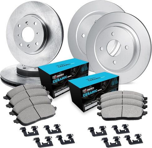 R1 Concepts Front and Rear Brake Kit For 1990-1993 Mazda Miata| Blank Brake Rotors| Ceramic Brake Pads and Rotors Kit|Hardware included in Saudi Arabia